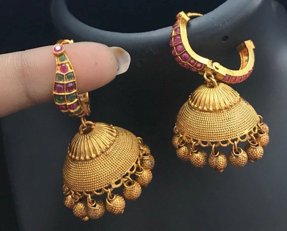Gold simple 2025 jhumka design